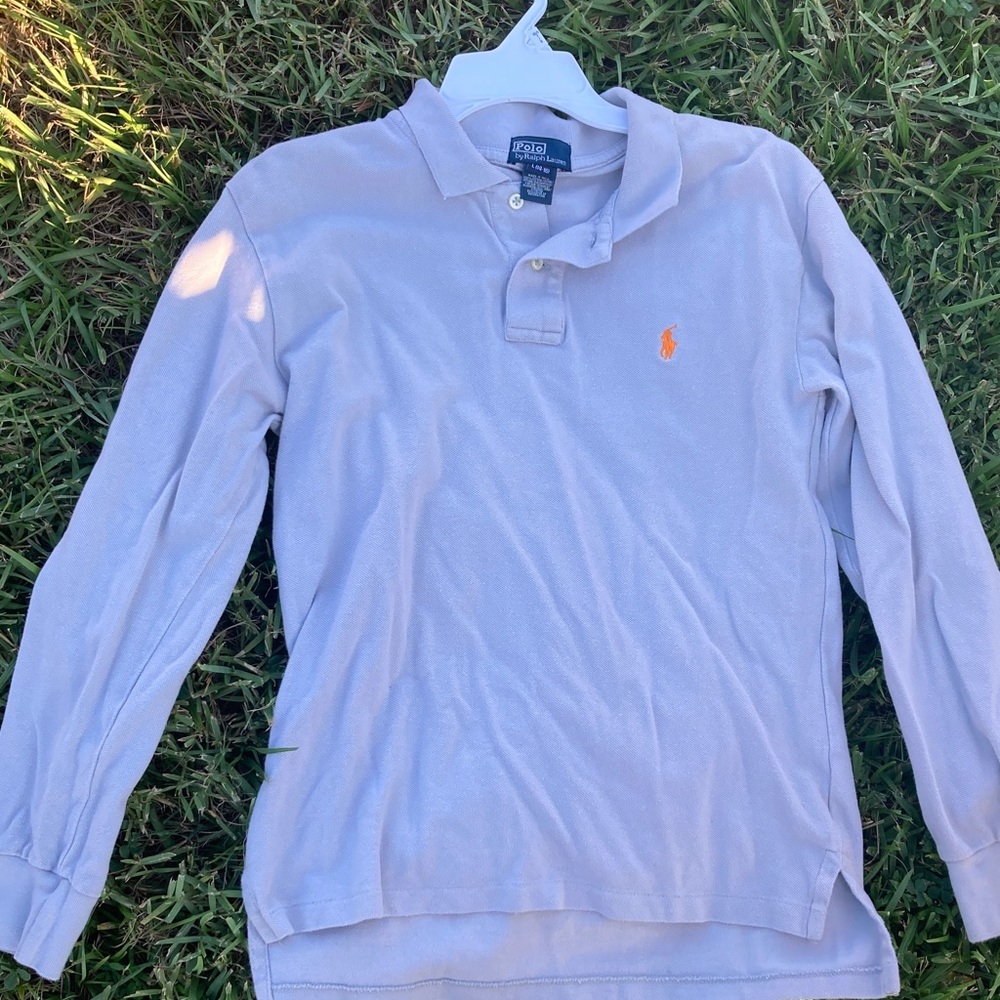 Polo by Ralph Lauren Kids Gray Long Sleeve Shirt with orange horse .